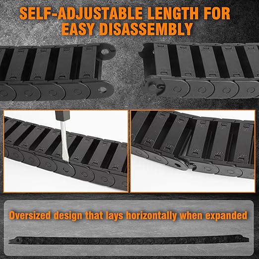 25 x 50mm (Inner H x W) R55 Enclosed Type Drag Chain Cable Wire Carrier Protection Chain 39.3inch/1M for 3D Printer and CNC Router Mill,Black Plastic Nylon