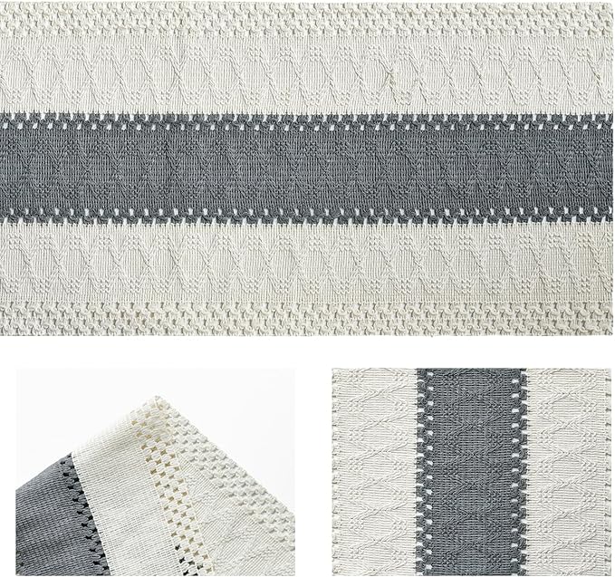 Artoid Mode Dark Grey Farmhouse Rustic Table Runner, Seasonal Holiday Hollow Kitchen Dining Table Decoration for Home Party Decor 12x90 Inch