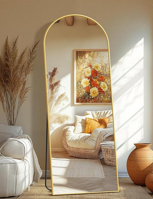 Full Length Arched Mirror, 70"x24" Standing Floor Full Body Mirror for Wall with Aluminum Alloy Frame for Bedroom, Living Room, Dressing Room(Gold)