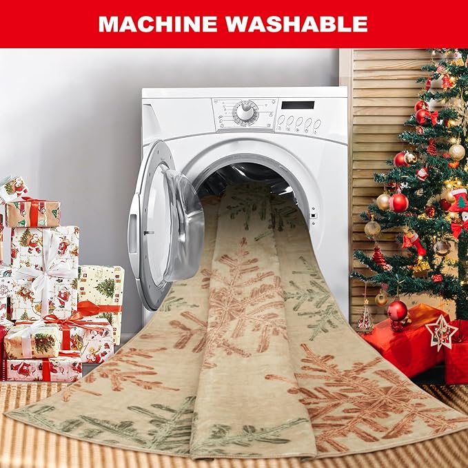 Lahome Snowflake Kitchen Runner - 2x6 Washable Rug Runner Carpet Runners for Hallway 6ft Non Skid, Soft Ultra-Thin Bathroom Runner Rugs for Hallway Laundry Bedroom (2x6ft,Multi)