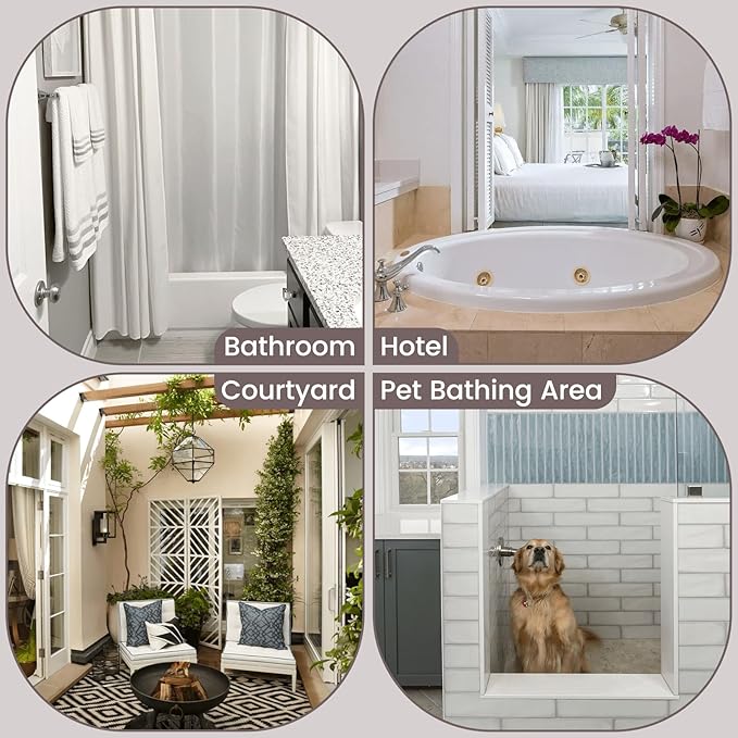 No Hook Slub Textured Shower Curtain with Snap in Liner - Grey Fabric Outer Curtain & Waterproof Inner Liner, Hotel Style with See Through Top Window, 71x74 in