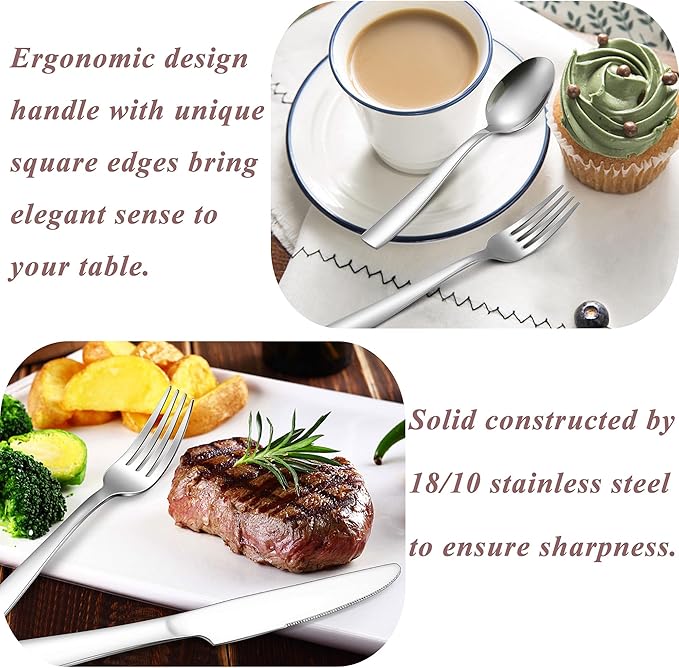 Herogo 18/10 Stainless Steel Silverware Set, 20-Piece Fancy Flatware Cutlery Set for 4, Modern Eating Utensils Tableware for Home Restaurant Wedding, Mirror Polished, Dishwasher Safe