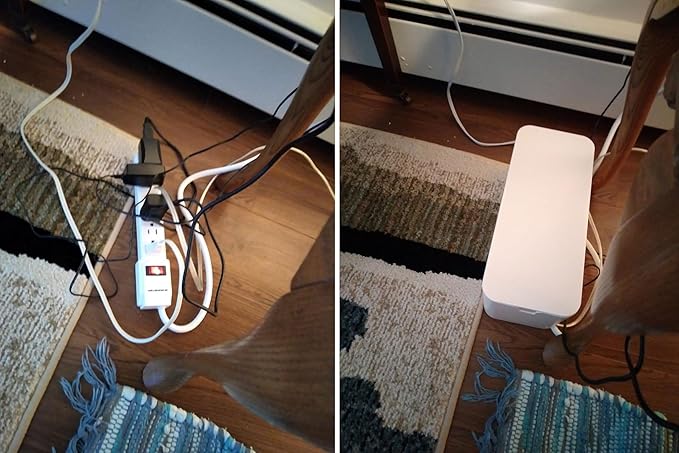 ZhiYo Cable Management Box White, 2Pack Cord Organizer Box - Extra Large and Medium Size, Cord Hider Box to Conceal Power Strips on Desk or Floor, Made from Electrically Safe ABS Material