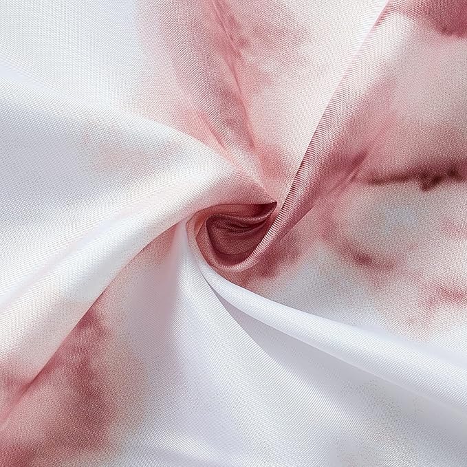 YOSTEV Marble Bathroom Shower Curtain,Pink and White Fabric Shower Curtain with Hooks,Unique 3D Printing,Decorative Bathroom Accessories,Water Proof,Reinforced Metal Grommets,Standard 72x72 Inches