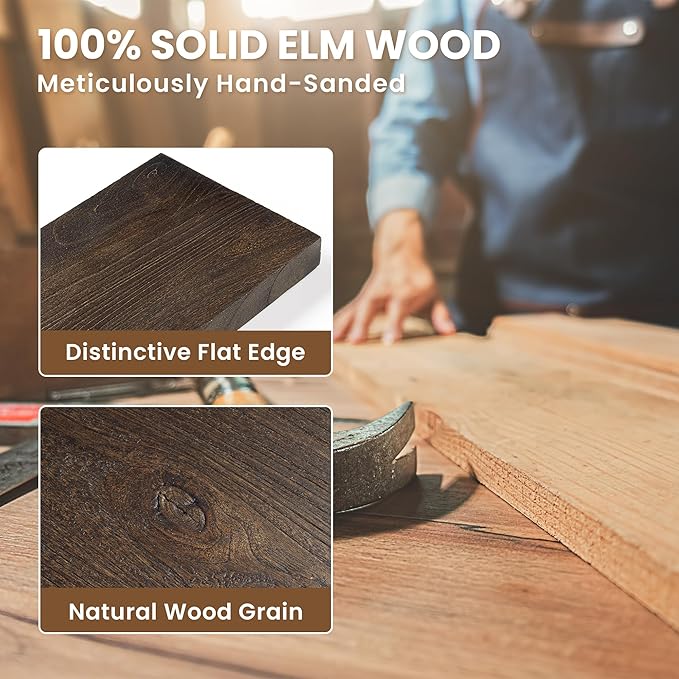 Floating Shelves, 8" Deep Rustic Solid Elm Wood Wall Mounted Floating Shelves, Wall Shelves with Invisible Bracket for Living Room Bathroom Bedroom Kitchen, 72 Inch, Walnut