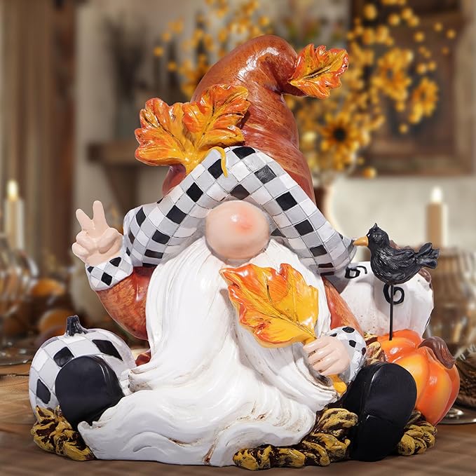 Hodao Thanksgiving Pumpkin Gnome Decoration Handmade Swedish Tomte Gnomes Elf for Fall Day Decor Gifts - Fall Thanksgiving Party Home Gnomes Decor - Autumn Gifts