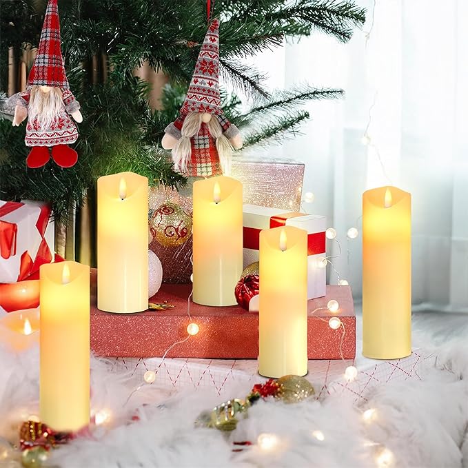 Da by Flameless Candles LED Pillar Candles ，Battery Operated Candles Wich Remote and Timer, Flickering LED Candles,Real Wax,Set of