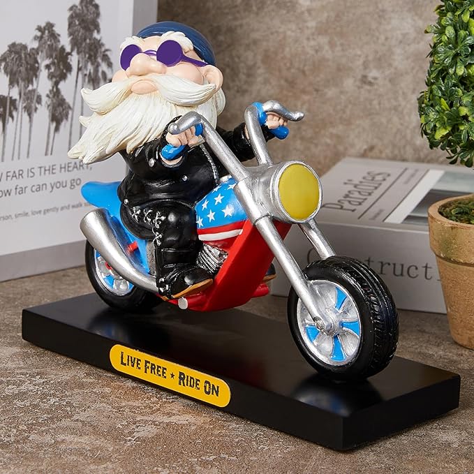 7.5'' Resin Motorcycle Rider Sculpture for Men Dad Husband Grandpa Retro Cool Inspirational Motorcycle Rider Figurine JS0375A