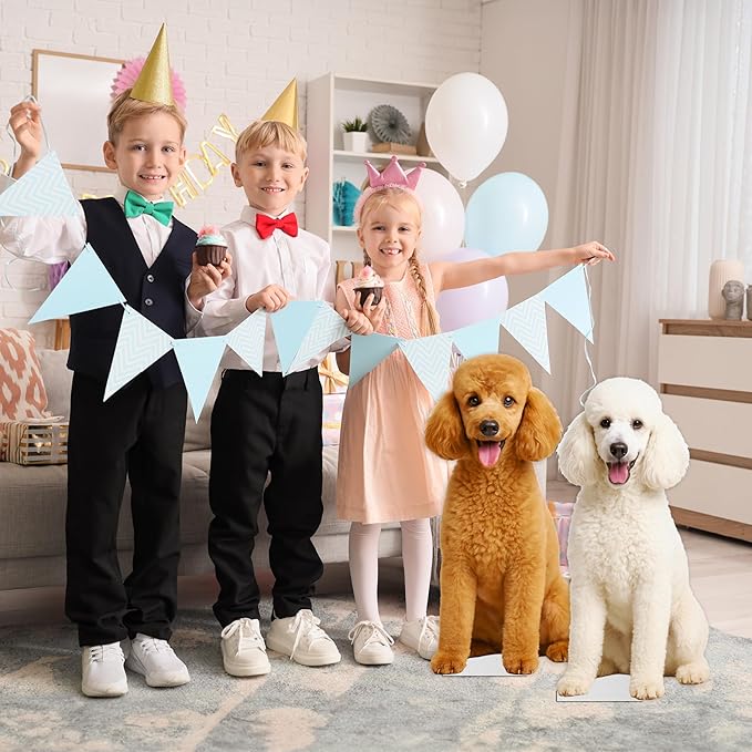 Dog - Poodle White Life Size Standee - 2FT Freestanding Coroplast Cutouts | Pets Animal Standup Photo Booths, Birthday & Halloween Decorations