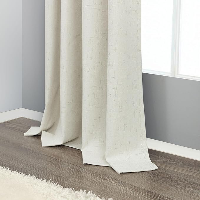 60 Inch Extra Wide Blackout Curtains 108 Inches Long for Living Room Darkening Cream Linen Textured Boho Curtains Thermal Privacy Sliding Door Drapes Ivory Large Window Burg 60x108 Length 9ft 2Panels