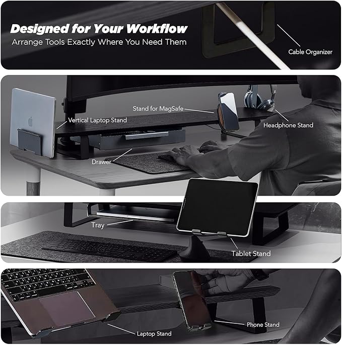 Moodular Add-ons Phone Stand [Accessory Only - Requires Moodular Wooden Monitor Stand Slide Rails for Use] Black MSA-PS