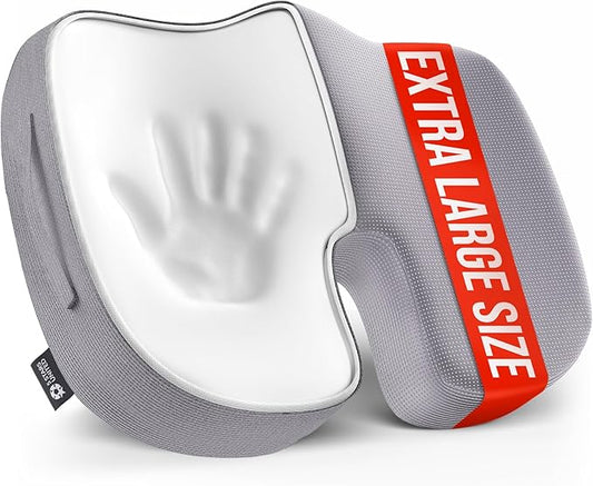 5 STARS UNITED Seat Cushion for Tailbone Pain Relief – Large Memory Foam Cushion for Coccyx, Hip, Sciatica & Post-Surgery Recovery – Wheelchair, Car, Desk, Gaming & Office Chairs, Light Gray