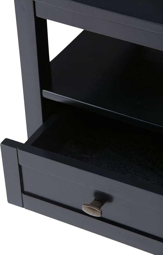 SIMPLIHOME Warm Shaker SOLID WOOD 20 inch Wide Rectangle Transitional End Side Table in Black for the Living Room and Bedroom