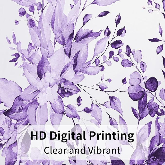 QiyI No Hook Shower Curtain with Snap in Fabric Liner, Purple Eucalyptus Shower Curtain with See Through Top Window, Waterproof Washable Cloth Ringless Shower Curtain Set for Bathroom, 72 x 75