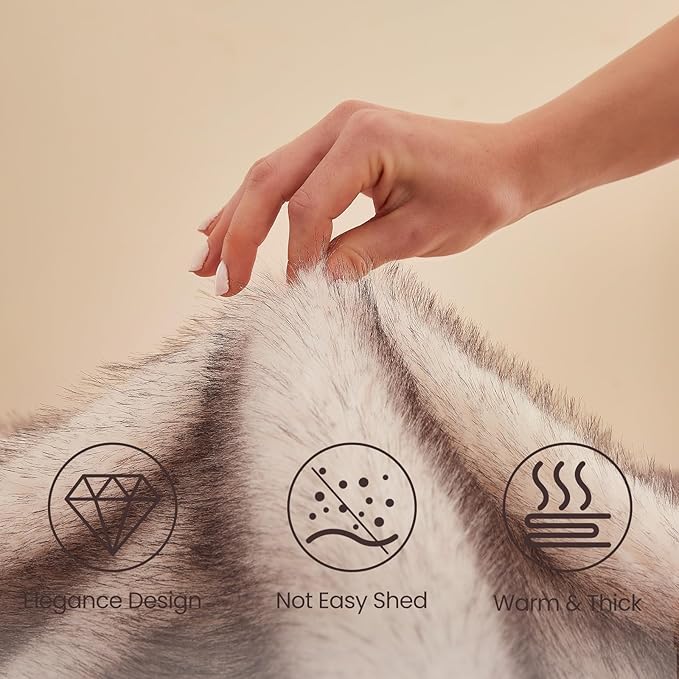 L'AGRATY Faux Fur Throw Blanket: 50''x 60'' Luxury Fluffy Plush Thick Faux Fur Blanket for Bed Couch Sofa - Cozy Soft Fuzzy Blankets for Women Man: Minky Couture Decoration Blanket (Taupe Brown)