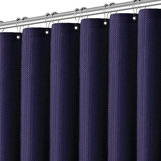Purple Shower Curtain - Waffle Weave Fabric Heavy Duty Shower Curtain for Bathroom, Water Repellent Weighted 256GSM Hotel Quality Machine Washable Bath Curtains with 12 Hooks, 72Wx72H
