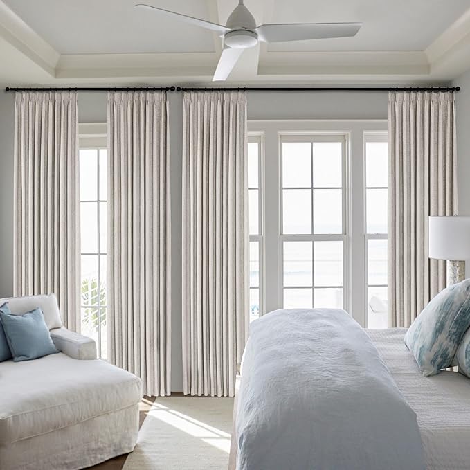 Macochico 100% Blackout Thermal Curtains Pinch Pleated Linen Curtains with Hooks Noise Reducing Curtains for Living Room Bedroom Nursery Kids Room with Tieback Light Apricot 72" Wx102 L 1 Panel