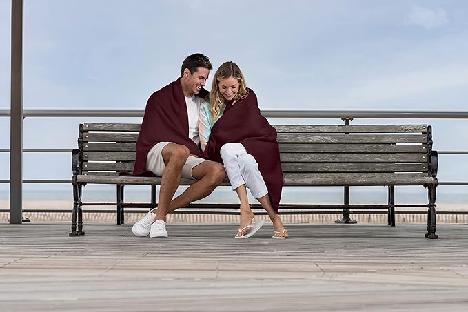 MV Sport Lightweight Sweatshirt Blanket Throw – Warm & Cozy, Breathable Oversized Fleece Knit, Couch, Bed, Travel, Cold Nights, and Outdoors – Soft Light Weight Blanket 54" x 84" Maroon