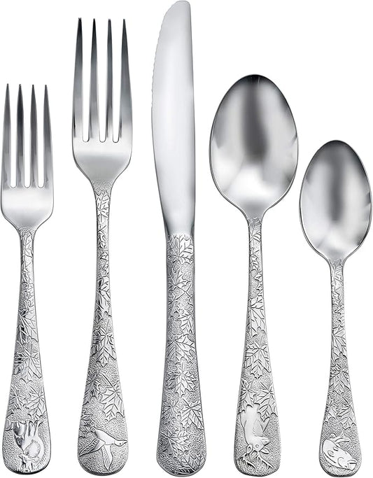 Liberty Tabletop American Outdoors 20 Piece Flatware set Service for Four Made in the USA Silverware