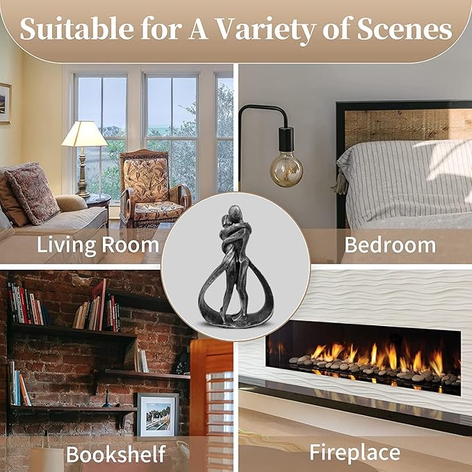 Resin Couple Modern Sculptures Romantic Gift for Weddings Valentine's Day and Anniversaries Decoration Figurine for Girlfriend, Bridal Shower, Engagement (Classic Retro Color)