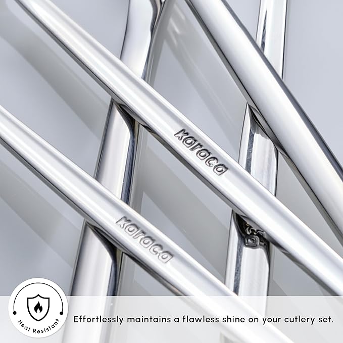 Karaca Orion 30-Piece Cutlery Set for 6 People - 18/10 Stainless Steel Set, Tableware Flatware Silverware Set with Knife Fork Spoon Set, Mixed & Luxury Cutlery Set, Platinum