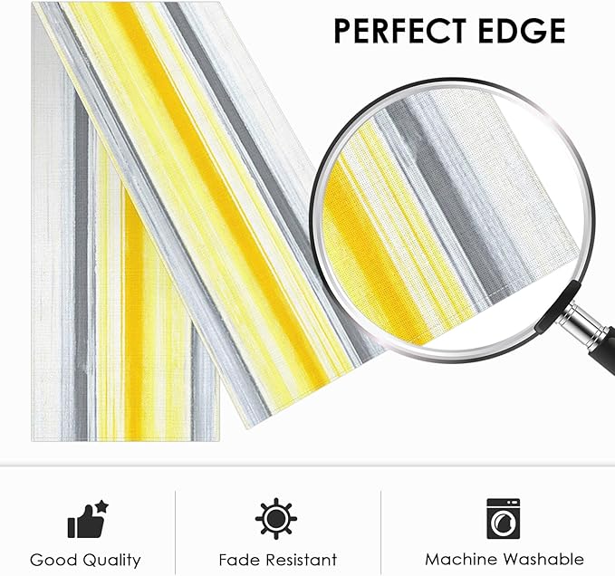 Emvency Yellow Abstract Table Runner, Modern Grey White Striped Dining Decor for Kitchen Coffee Table Family Dinners Holiday Parties Wedding Events Decor(13x72 inch)