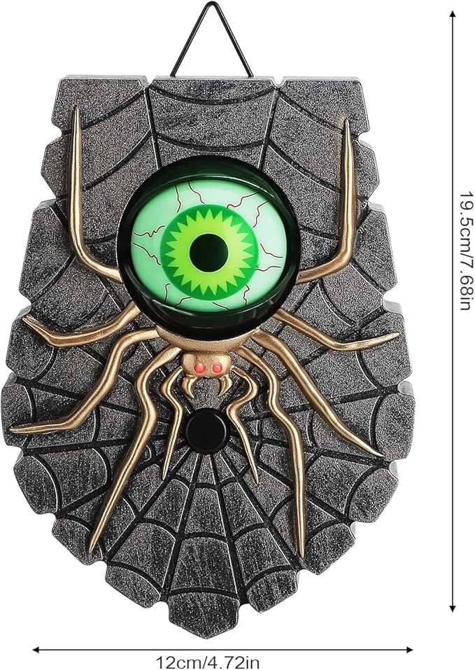Halloween Doorbell, Animated Eyeball Halloween Decor with Spooky Sounds, Trick or Treat Event for Kids, Haunted House Party Prop Decoration (Silver)