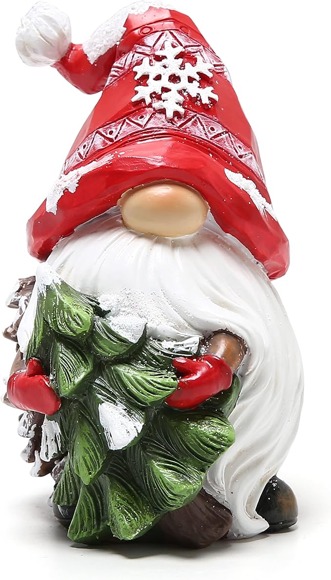 Hodao Christmas Resin Gnomes Handmade Christmas Resin Gnomes Holiday Present, Winter Table Christmas Tree Decorations Indoor and Display on Mantel or Window Sill