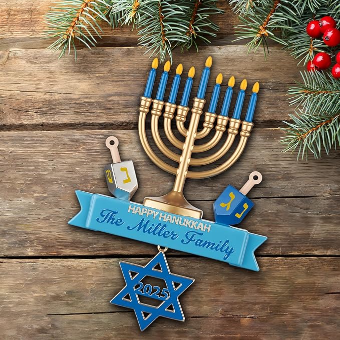 Personalized Hanukkah Suncatchers for Windows - Star of David Ornament, Hanukkah Ornaments, Jewish Menorah Acrylic Window Suncatchers, Jewish Christmas Ornaments