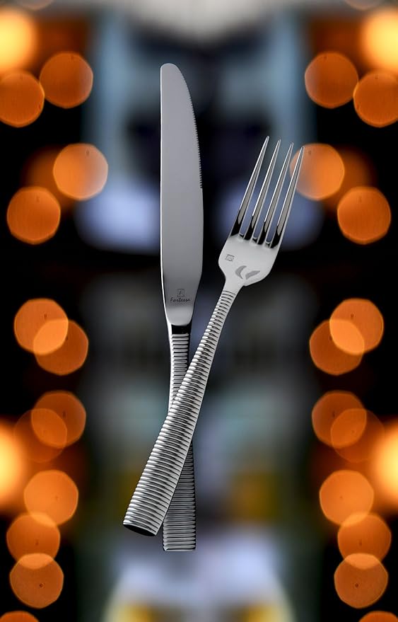 Fortessa Ringo 18/10 Stainless Steel Flatware Solid Handle Table Knife, Set of 12