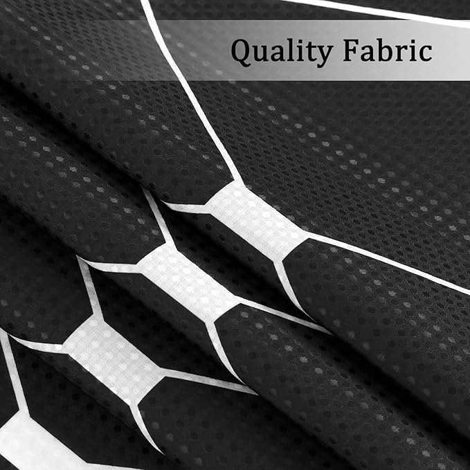 Small Stall Barn Door Black and White Shower Curtain 36x72 Inch, Narrow Half Waffle Weave Morden Black Shower Curtain for Bathroom, Bath Curtains, Durable and Machine Washable