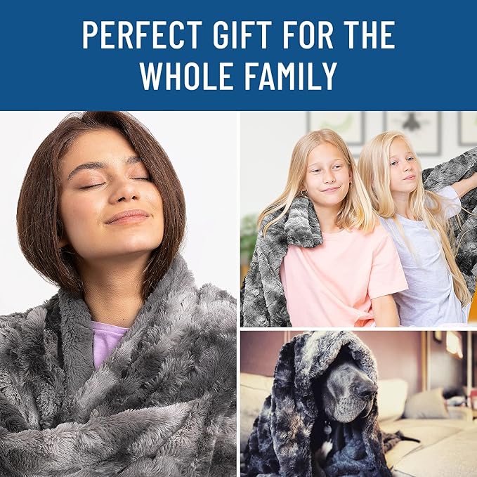 Everlasting Comfort Soft & Comfortable Gray Faux Fur Throw Blanket for Couch - (50"x65") Minky & Fluffy Fall Blankets & Throws, Plush Fuzzy Cover for Bed, Sofa & Living Room - Cozy Home Decor