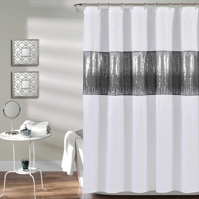 Lush Decor Night Sky Shower Curtain, 72" x 72", White