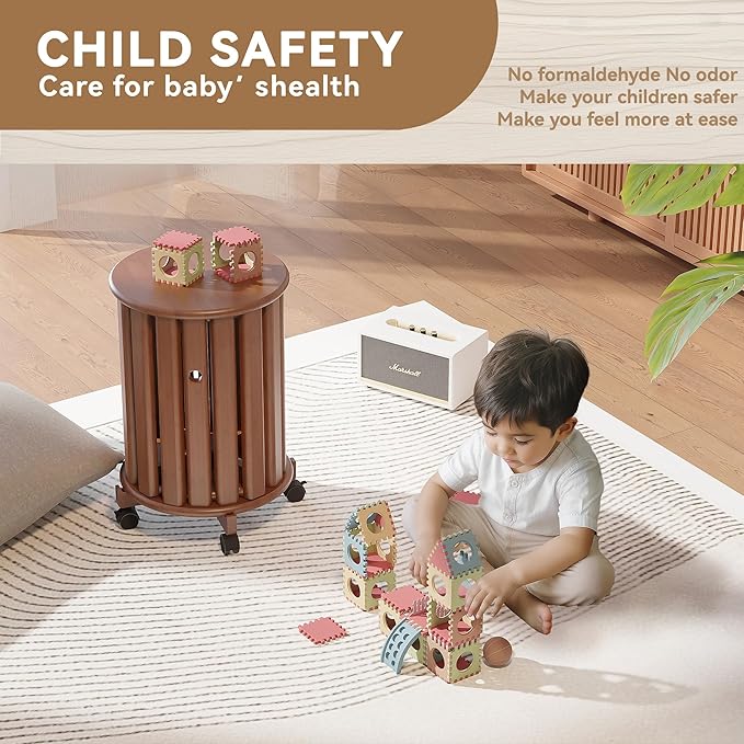 4-Pack Stackable Stools with Wheels | 18 Inch Nesting Side Tables for Living Room| Stackable Coffee Table, Firm and Sturdy| No Tools Assembly |Side Coffee Tables for Easy Storage