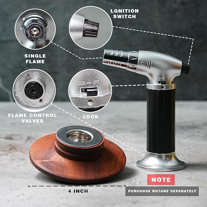 EVERYDAY COCKTAIL® | Whiskey Smoker Kit with Torch – Old Fashioned Smoker Kit with 4 Flavors Wood Chips – Deluxe Whisky Smoker Kit Gifts for Him Men Dad Gifts – Elegant Wooden Box Bourbon Smoker Kit