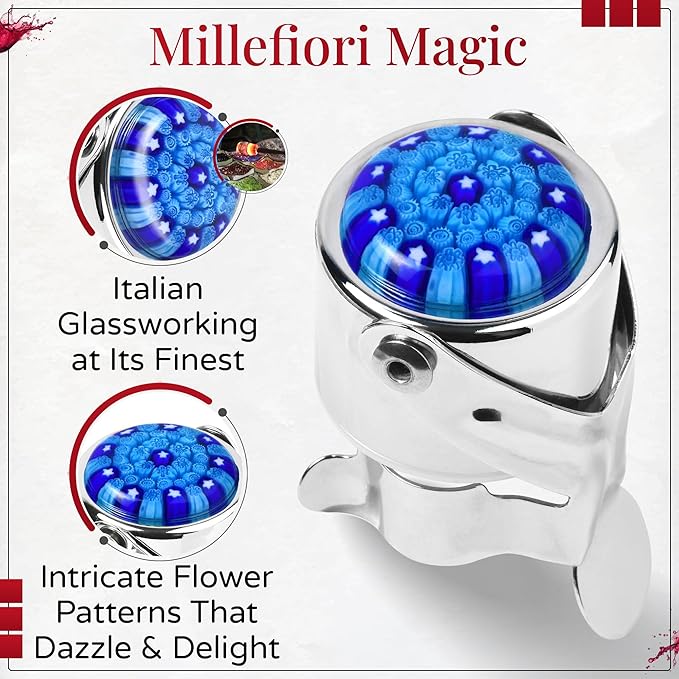 Wine Stopper & Champagne Stopper All In One - Patented Seal, Preserves Bubbles & Taste for Prosecco, Cava, and Wine – 1 Pro Grade Evan James Bottle Stopper With Hanging Gift Box