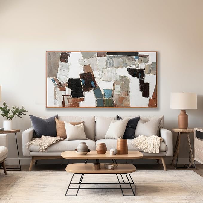 Abstract Wall Art Canvas Minimalist Geometric Line Art Painting Modern Artwork Wall Decor Modern Minimalism Artwork For Living Room Bedroom Dining Room Office 24x48 Inch Framed