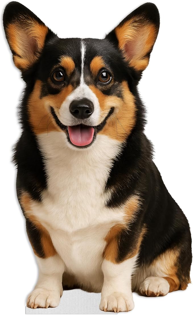 Dog - Corgi Tricolor Life Size Standee - 3FT Freestanding Coroplast Cutouts | Pets Animal Standup Photo Booths, Birthday & Halloween Decorations