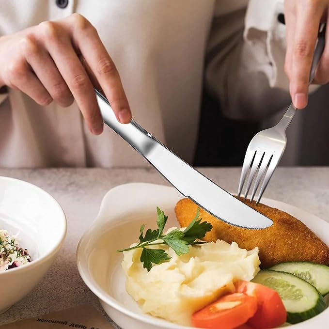 Herogo Heavy Duty Stainless Steel Silverware Set, 40-Piece Heavy Weight Modern Flatware Cutlery Set for 8, Fancy Tableware Eating Utensils for Home Wedding, Dishwasher Safe, Mirror Finished