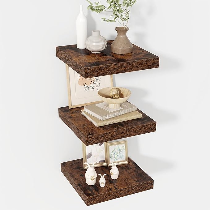 12 Inch Floating Shelves, 12" Deep Floating Shelf Wall Mounted, 12" Wall Shelves, Rustic Deep Bookshelf, Extra Deeper Display Shelves & Storage Shelves for Bedroom, Living Room, Set of 3