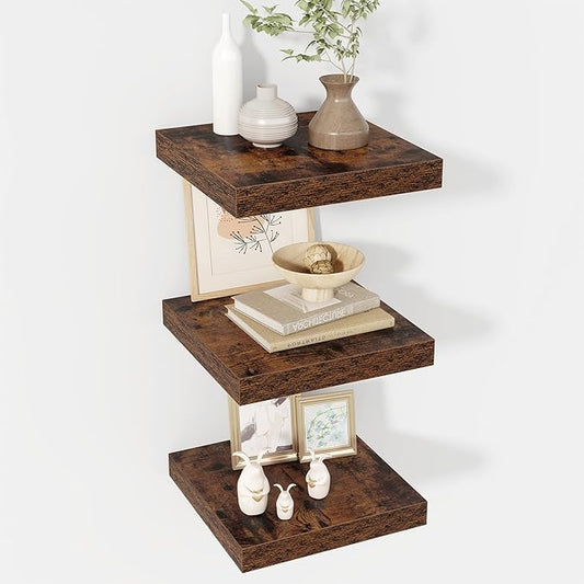 12 Inch Floating Shelves, 12" Deep Floating Shelf Wall Mounted, 12" Wall Shelves, Rustic Deep Bookshelf, Extra Deeper Display Shelves & Storage Shelves for Bedroom, Living Room, Set of 3