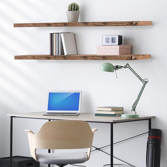 Sorbus Floating Shelves for Wall - 55 Inch Extra-Long Bathroom Shelves, Wall Decor for Bedroom, Kitchen, Living Room, Book Storage - Mounted Floating Shelf with Hidden Brackets (Mahogany, 2 Pack)