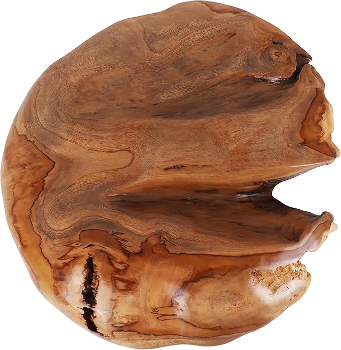 Handcrafted Teak Mushroom Decor – Solid Indonesian Teak Wood Sculpture – Organic Modern Accent for Shelf, Table, or Garden – Natural Rustic Decor (20 Inch)