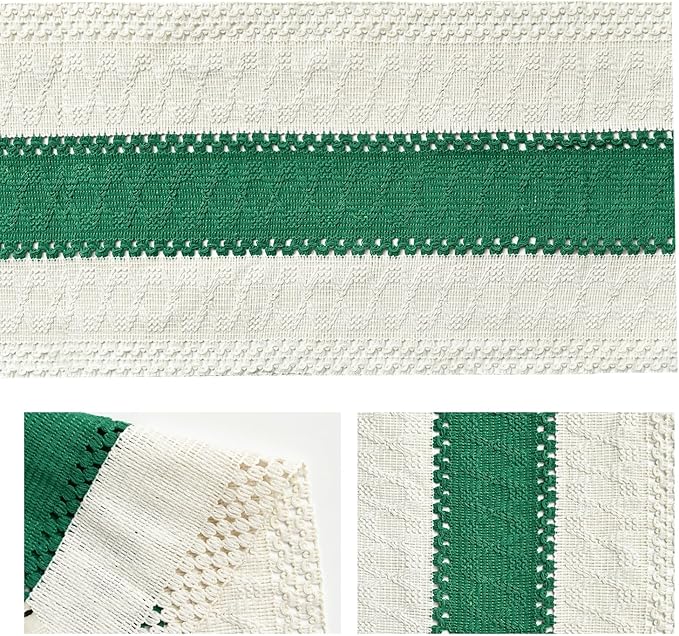 Artoid Mode Dark Green Farmhouse Rustic Table Runner, Seasonal Holiday Hollow Kitchen Dining Table Decoration for Home Party Decor 12x120 Inch