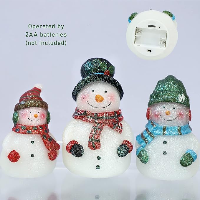 Christmas LED Flameless Candles Snowman Novelty Lighting Battery Operated with Remote Real Wax Flickering Candles Decorative for Holiday Winter Bedroom Snowman Theme Decor Mothers Day Gifts