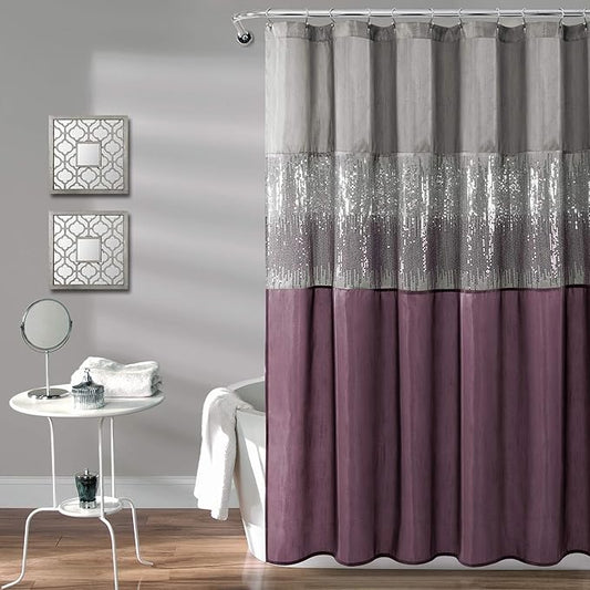 Lush Decor Night Sky Shower Curtain, 72" x 72", Gray & Purple