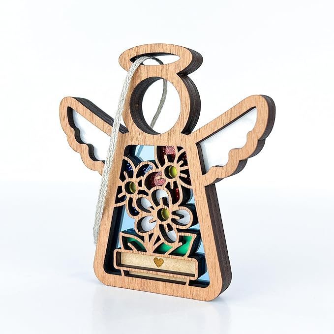 3.5" (H) Red, White & Blue Guardian Angel Ornament - Patriotic Election 2024 Decor - 4th of July Decorations for Home - Flowers