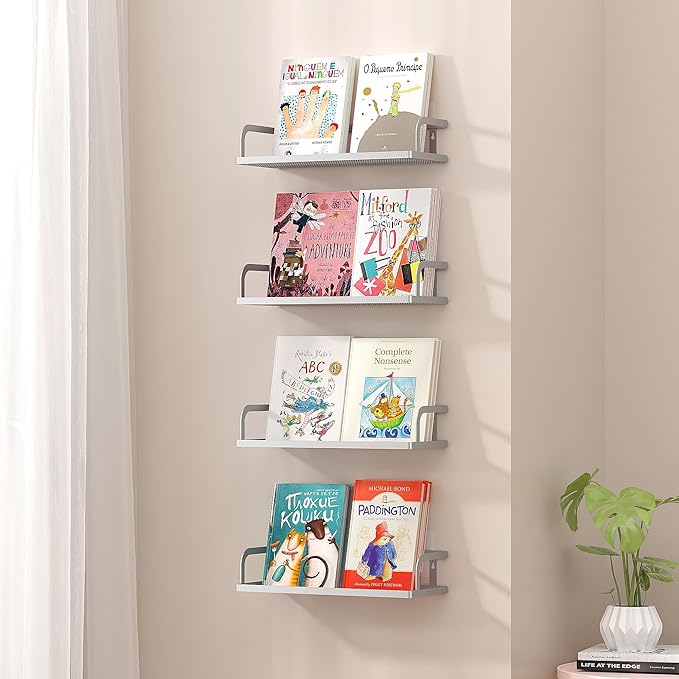 PUSDON Metal Wall Hanging Basket 2 Packs DIY Suitable for Multiple Scenes - Middle Silver Grey Hollowout