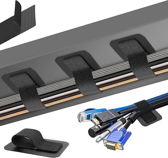 Cable Management Under Desk, 【Up to 15 Cord】【Enhanced Wire Holder】 Cord Organizer, Adjustable Hook and Loop Cable Ties, Reusable Cord Holder, Cable Hider Clips Under Table, 20 Pair