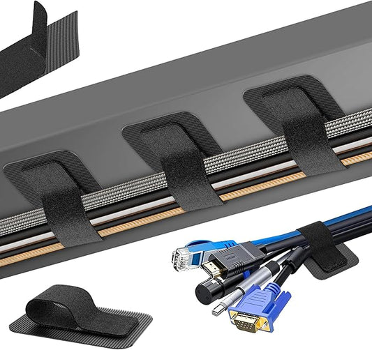 Cable Management Under Desk, 【Up to 15 Cord】【Enhanced Wire Holder】 Cord Organizer, Adjustable Hook and Loop Cable Ties, Reusable Cord Holder, Cable Hider Clips Under Table, 20 Pair
